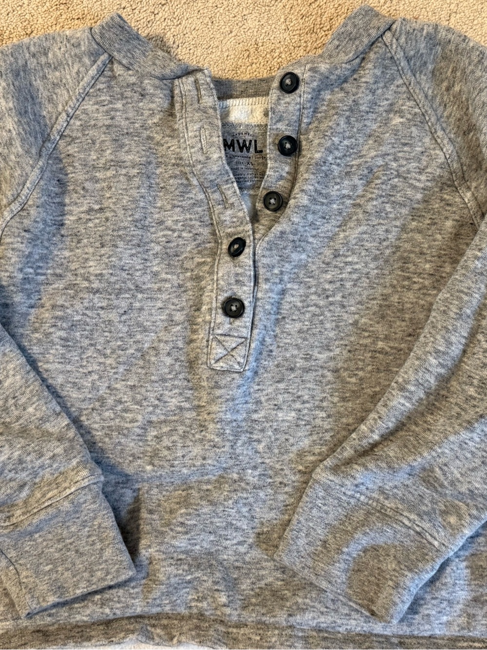 Madewell Heather Gray Henley Sweatshirt